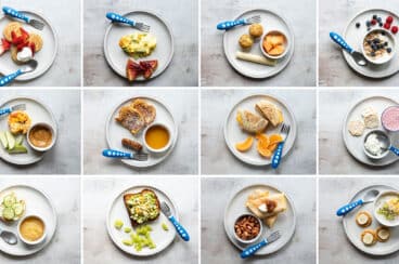 Pictures in a grid of 12 Toddler Breakfasts.