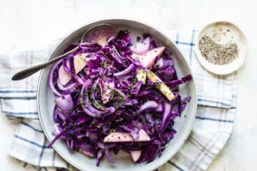 A bowl of braised red cabbage.