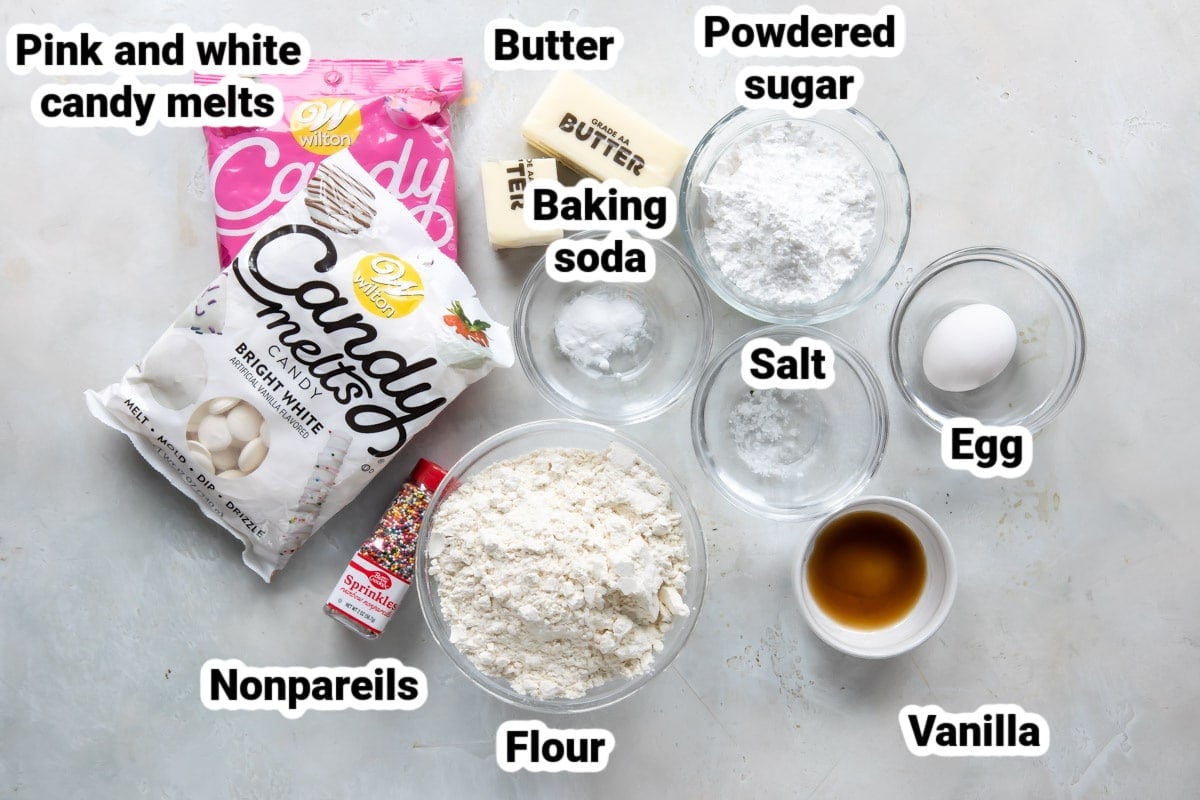 Labeled ingredients for circus animal cookies.