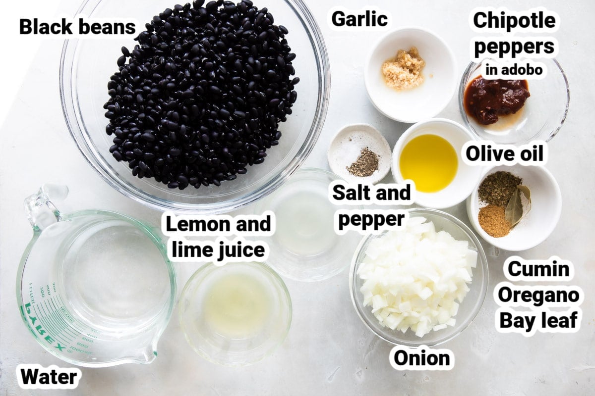 Labeled ingredients for Chipotle Black Beans.