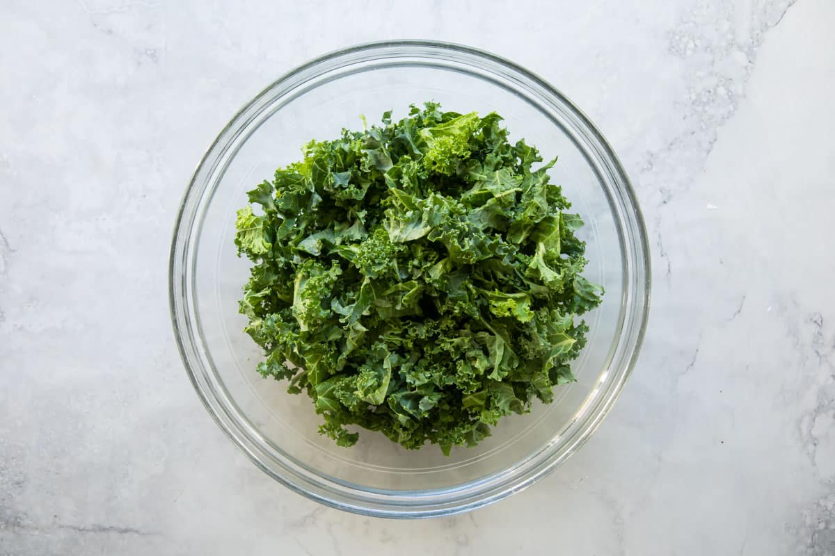 A bowl of massaged kale
