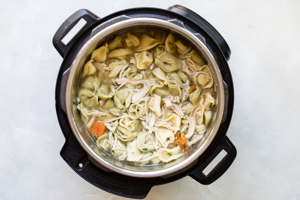 Slow cooker chicken tortellini soup in an insta pot.