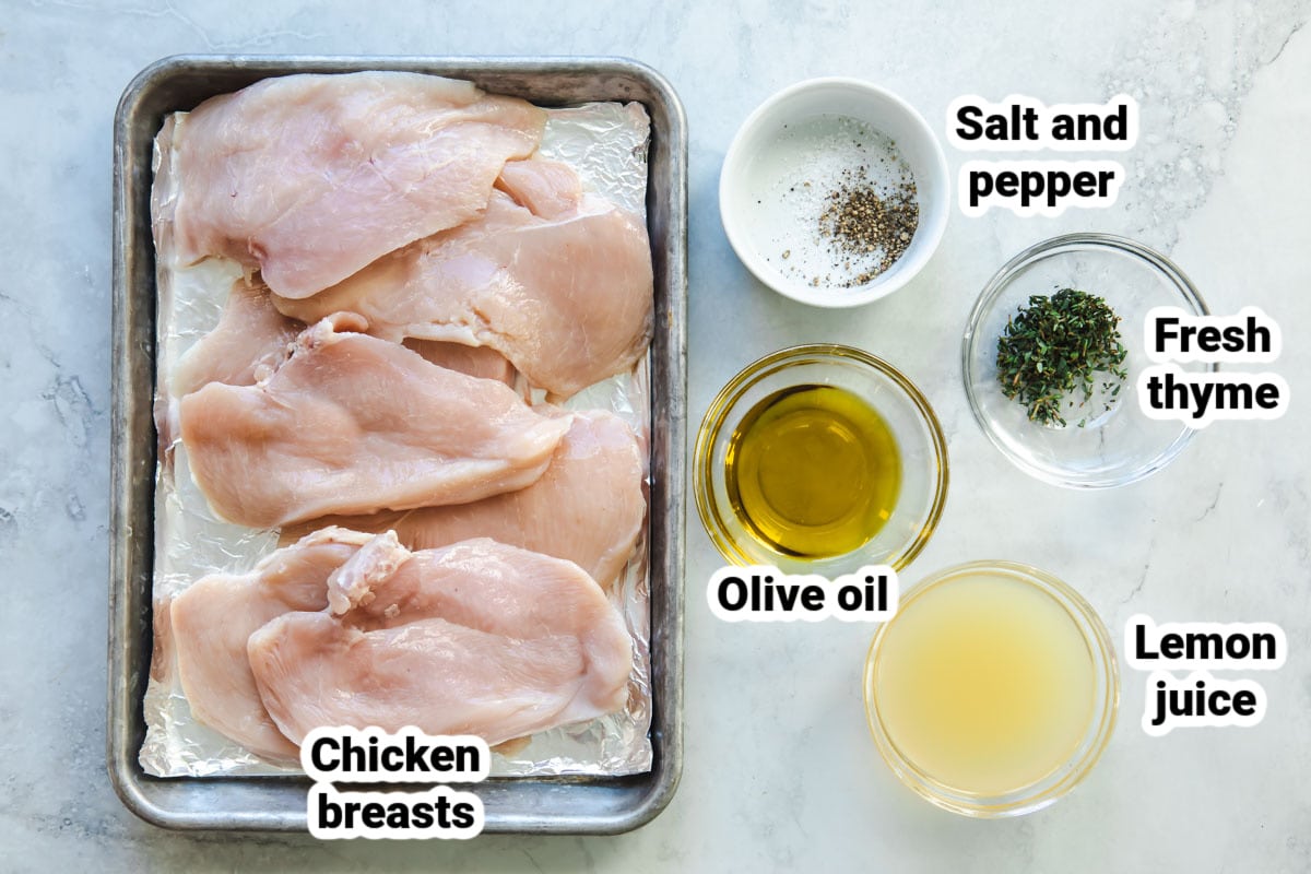 Labeled ingredients for Grilled Lemon Chicken.
