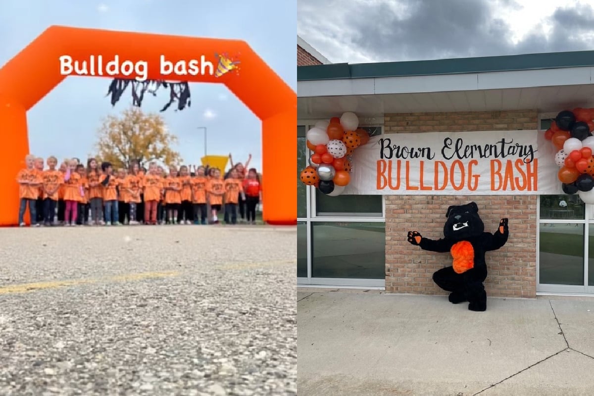 A collage of Brown elementary bulldog bash events.