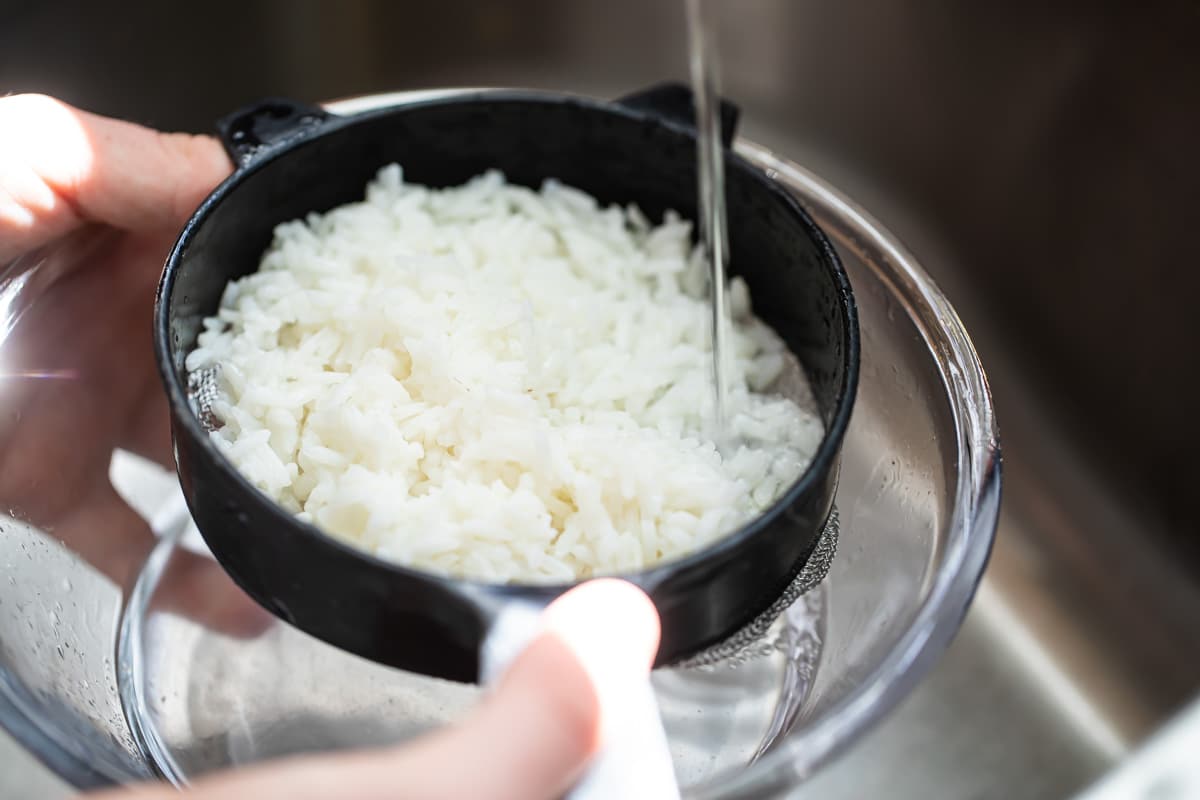 Rinse basmati rice after cooking.