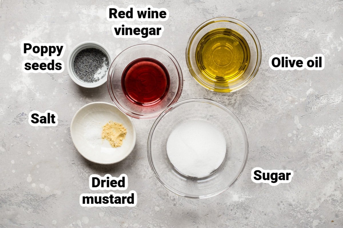 Labeled ingredients for Poppyseed dressing.