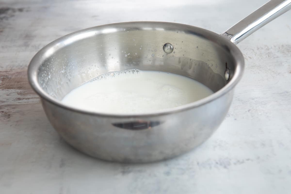 A pot of scalded milk.