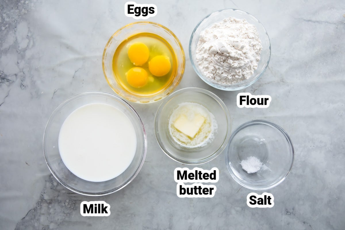 Labeled ingredients for popovers.