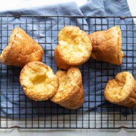 Baked popovers in a popover pan.